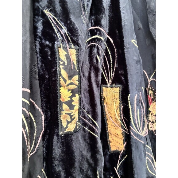 Vtg Velvet Patchwork Maxi Skirt Red Black Floral Whimsigoth Goth Witchy Stevie - Picture 5 of 12